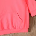 Toddler Girl Letter Print Pocket Design Long-sleeve Hooded Pink Sweatshirt Dress Pink