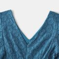 Blue Eyelet Embroidery Ruffle Trim Tank Dress for Mom and Me Lakeblue