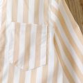 Kid Boy Stripe Pocket Button Design Long-sleeve Shirt Khaki