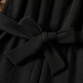 Kid Girl Polka dots Mesh Design Square Neck Long-sleeve Black Jumpsuits Black image 3