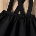 2-piece Toddler Girl Striped Ruffle Collar Long-sleeve Blouse and Solid Skirt with Suspender Skirt Set BlackandWhite