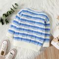 Toddler Boy Casual Stripe Colorblock Knit Sweater BLUEWHITE