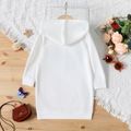 Toddler Girl Butterfly Print Long-sleeve Hooded Sweatshirt Dress White