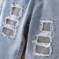 Kid Girl Cotton Straight Blue Ripped Denim Jeans Blue image 4
