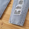 Kid Girl Cotton Straight Blue Ripped Denim Jeans Blue image 5
