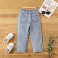 Kid Girl Cotton Straight Blue Ripped Denim Jeans Blue image 3