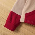 2pcs Toddler Girl Colorblock Pocket Design Hoodie Sweatshirt and Pants Set WineRed image 3