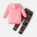 L.O.L. SURPRISE! 2pcs Kid Girl Characters Print Pink Hoodie Sweatshirt and Stripe Leggings Set Colorful
