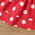 2pcs Baby Girl Polka Dots Bow Front Layered Cami Dress with Hat Set Color block image 5