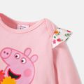 Peppa Pig 2pcs Baby Girl  Cotton Allover Print Suspender Skirt and Long-sleeve Graphic Romper Set ColorBlock