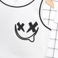 2pcs Toddler Boy Face Emojis Print Tank Top and Elasticized Shorts Set White