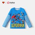 Justice League Kids Boy Batman and Superman 2 in 1 Tee Blue image 1