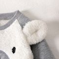 Baby Boy Cotton Long-sleeve Cartoon Bear 3D Ears Decor Fluffy Pullover Sweatshirt flowergrey