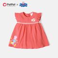 Peppa Pig Toddler Girl 100% Cotton Floral Print Tasseled Flutter-sleeve Crepe Blouse LightOrangeRed