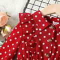 Toddler Girl Polka Dots Lapel Collar Long-sleeve Red Dress Red