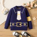 Toddler Boy Preppy style Neckline Pattern Knit Sweater Navy image 1