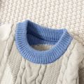 Toddler Boy Colorblock Cable Knit Textured Sweater Dark Blue