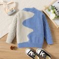 Toddler Boy Colorblock Cable Knit Textured Sweater Dark Blue image 2