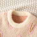 Toddler Girl Rainbow Pattern Mink Cashmere Sweater Beige