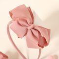 2-pack Ribbed Bow Hair Hoop and Hair Clip Set for Girls Rose Gold image 4