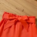 2pcs Toddler Girl Floral Print Camisole and Belted Orange Shorts Set Orange