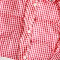 Toddler Girl Plaid Button Design Hooded Puffer Coat Red image 3