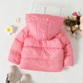 Toddler Girl Plaid Button Design Hooded Puffer Coat Red image 5