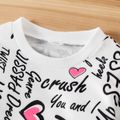 Kid Girl Letter Heart Allover Print Long-sleeve Sweatshirt Dress White image 3