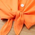 2pcs Kid Girl Button Design Tie Knot Camisole and Butterfly Print Flared Pants Set Orange