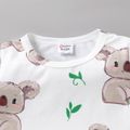 2pcs Baby Boy 100% Cotton Shorts and Allover Cartoon Koala Print Short-sleeve T-shirt Set DarkOrange