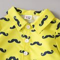 2pcs Baby Boy 100% Cotton Pants and Allover Mustache Print Long-sleeve Shirt Set ColorBlock