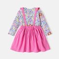 PAW Patrol  2-piece Toddler Girl Allover Top and Ruffle Overalls Dress Set PINK