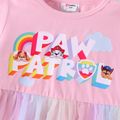 PAW Patrol Toddler Girl Letter Print Mesh Long-sleeve Pink Cotton Dress Pink