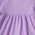 2pcs Toddler Girl Ruffled High Low Waffle Long-sleeve Purple Tee and Leggings Set Purple