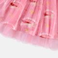 Super Pets Toddler Girl Letter Print Ruffled Mesh Design Long-sleeve Pink Dress Pink image 5