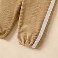 2pcs Baby Boy 96% Cotton Corduroy Pants and Cartoon Bear Pattern Long-sleeve Sweatshirt Set White