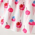 2pcs Baby Girl Allover Ice Cream Cone Print Ruffle Trim Cami Dress with Hat Set ColorBlock