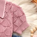 Baby Girl Solid Short-sleeve Eyelet Knit Button Front Cardigan Pink
