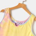 Tie Dye Rib Knit Notch Neck Tank Top with Shorts Sets for Mom and Me Colorful