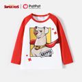 Super Pets Toddler Girl/Boy Letter Print Colorblock Long Raglan Sleeve Tee Red image 1