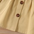 100% Cotton Baby Girl Khaki Long-sleeve Button Front Belted Dress Khaki