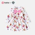 PAW Patrol Toddler Girl Allover Print Bowknot Design Long-sleeve Dress Colorful