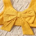 2-teiliges Baby-Mädchen-Top aus 100 % Baumwolle mit Schleife vorne und langärmligem Kleid-Set mit Allover-Sonnenblumen-Blumendruck gelb