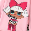 L.O.L. SURPRISE! 2pcs Kid Girl Characters Print Long-sleeve Tee and Leopard Print Layered Skirt Set Pink