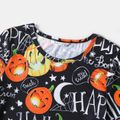 Halloween Allover Pumpkin & Letter Print Short-sleeve Bodycon T-shirt Dress for Mom and Me Colorful