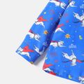 Super Pets 2pcs Toddler Boy Allover Print Lapel Collar Long-sleeve Shirt and Letter Print Pants Set Blue image 3