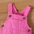 2pcs Baby Girl Cow Print Short-sleeve T-shirt and Denim Bell Bottom Overalls Set Pink