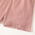 Kid Girl Solid Color Bowknot Design Crepe Short-sleeve Rompers Pink