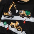Baby Boy Construction Vehicle Print Black Long-sleeve Pullover Sweatshirt Black