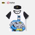 Justice League 2-piece Toddler Boy Super Heroes Colorblock Tee with Face Mask Black